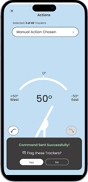 Actions sheet with a rotation dial for setting manual tracker elevation